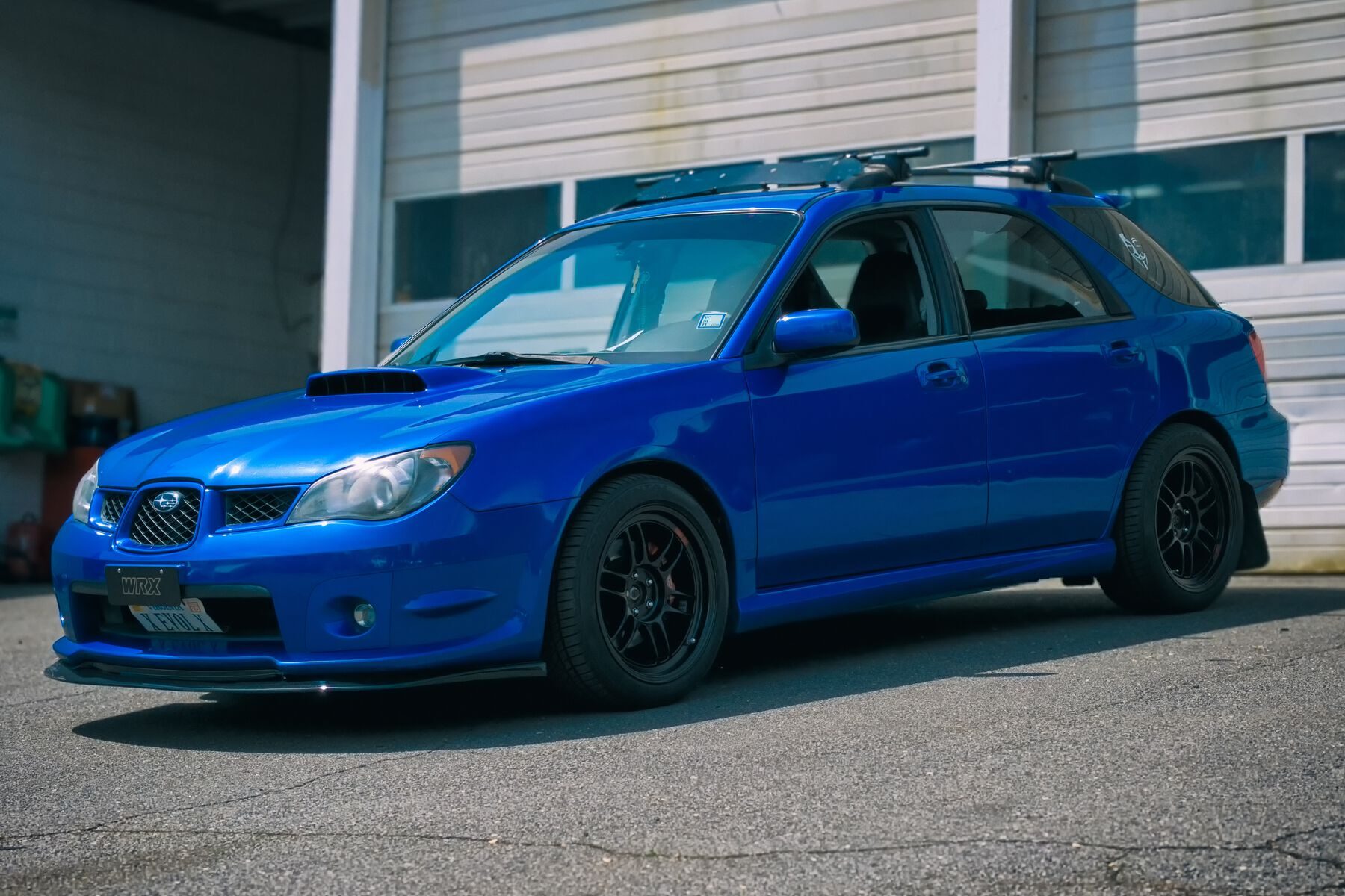 Subaru WRX in a performance shop