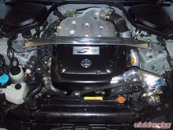 centrifugal supercharger installed on a VQ35 engine on a 350Z